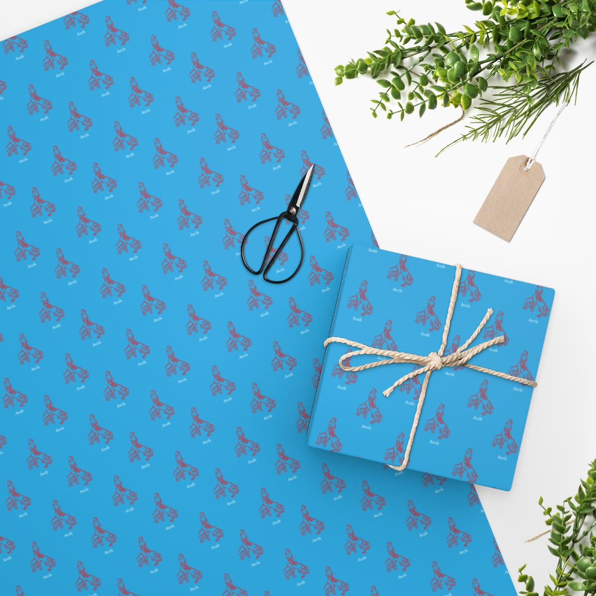 Kama Sutra Arch! Wrapping Paper - Light Blue & Red