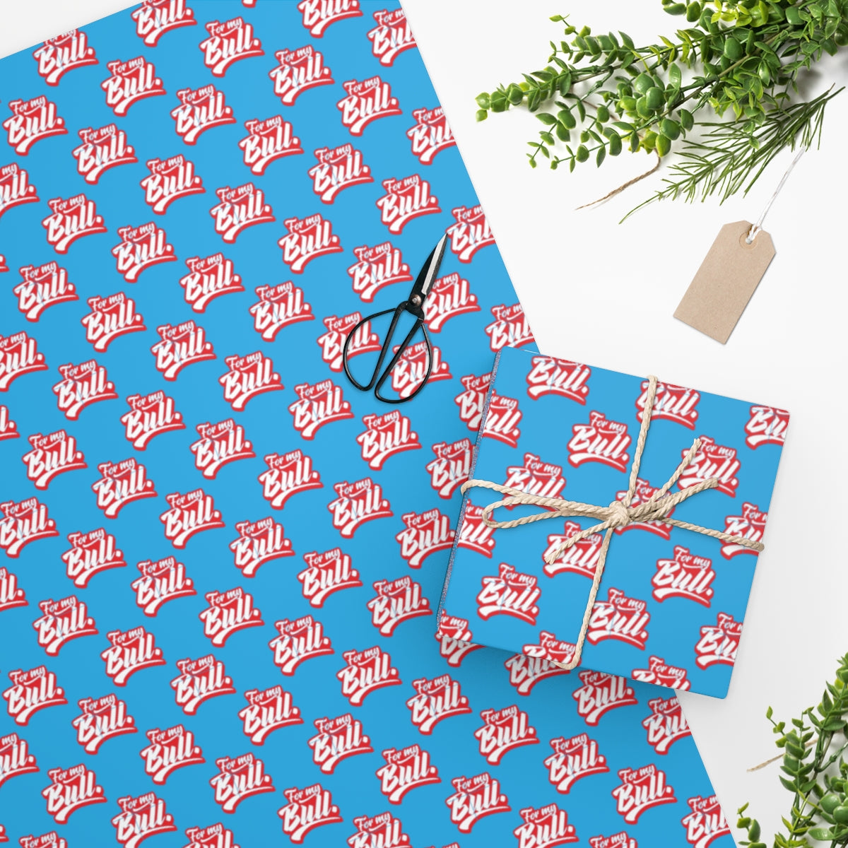 For my Bull! Wrapping Paper - Light Blue & Red