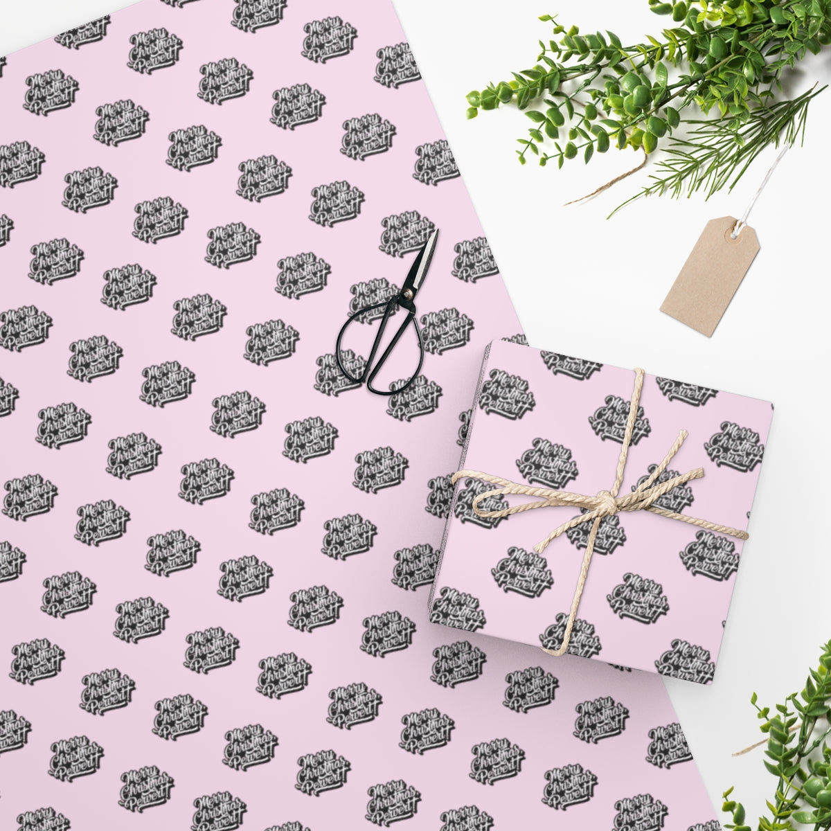 Merry Christmas Pervert! Wrapping Paper - Pink & Black