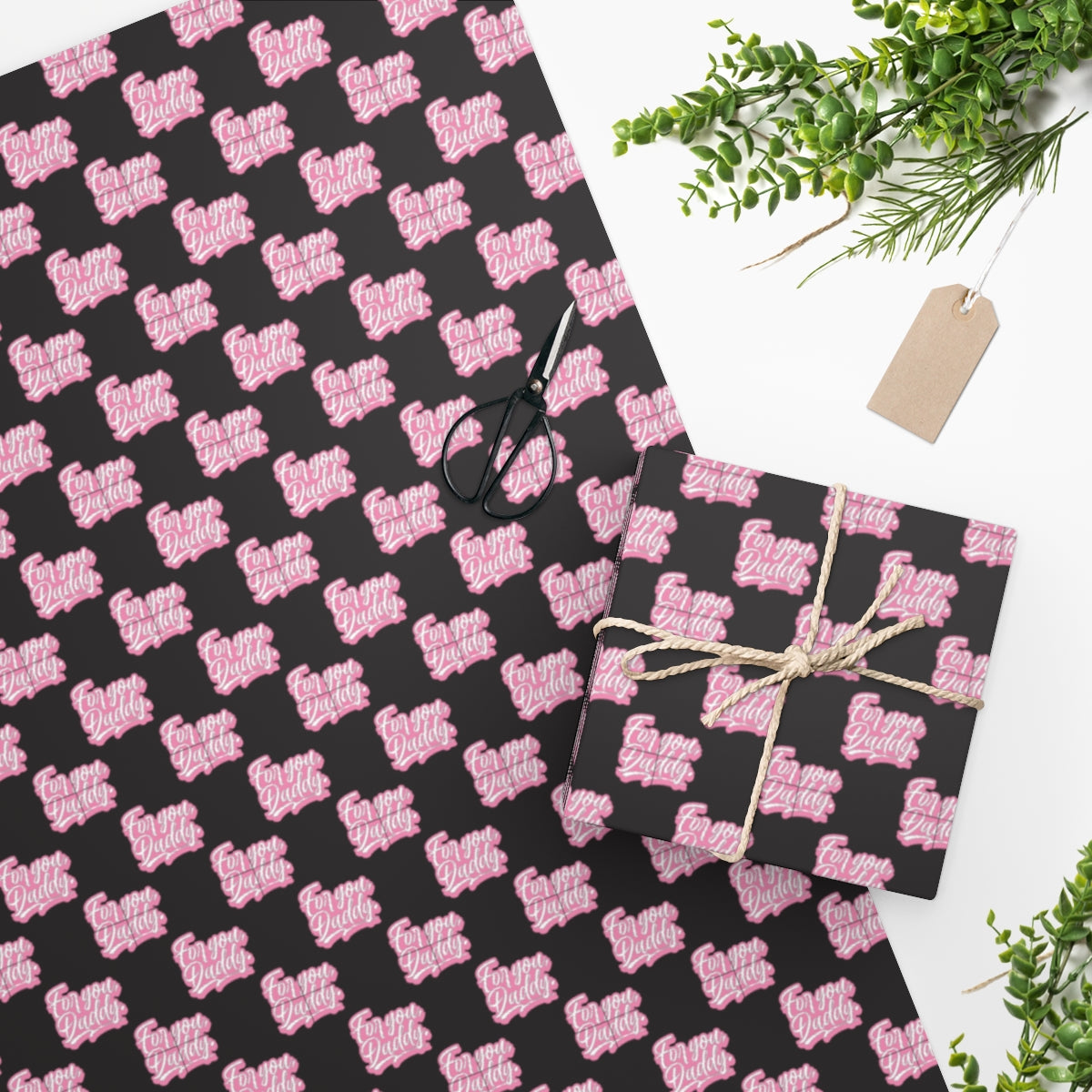 For you, Daddy! Wrapping Paper - Black & Pink