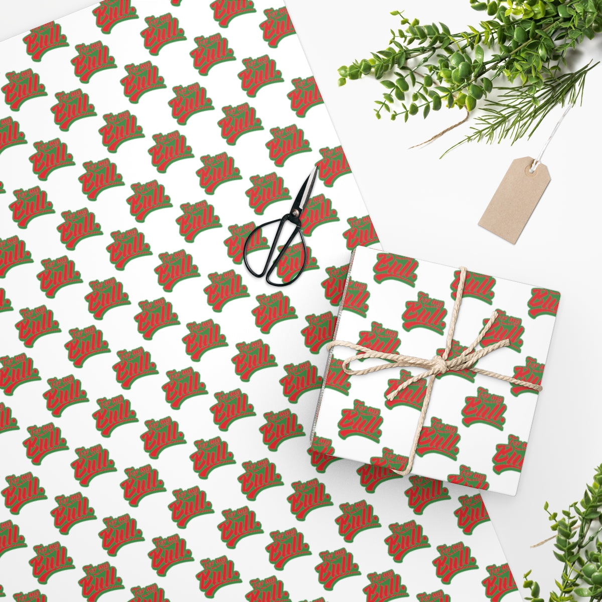 For my Bull! Wrapping Paper - White & Red/Green