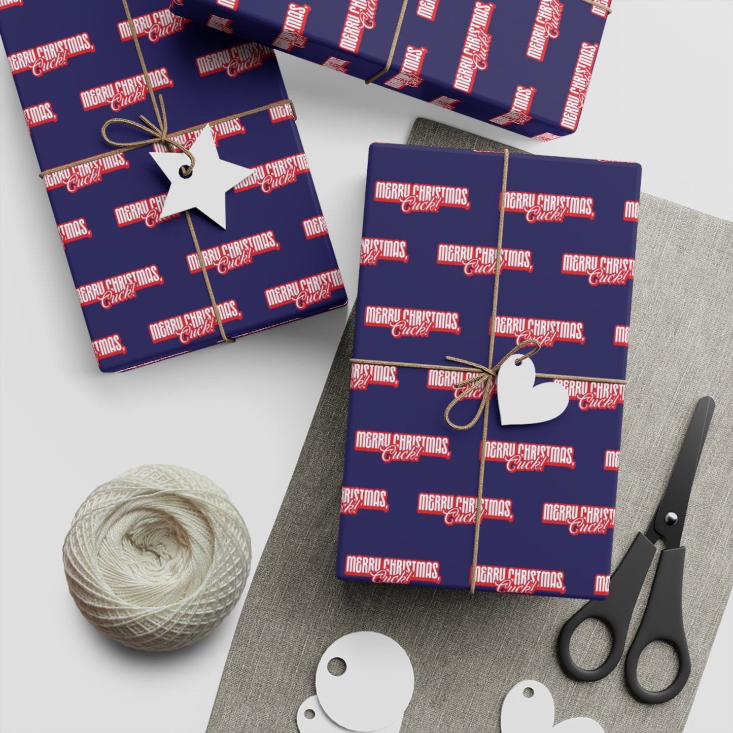 Merry Christmas, Cuck! Wrapping Paper - Blue & Red