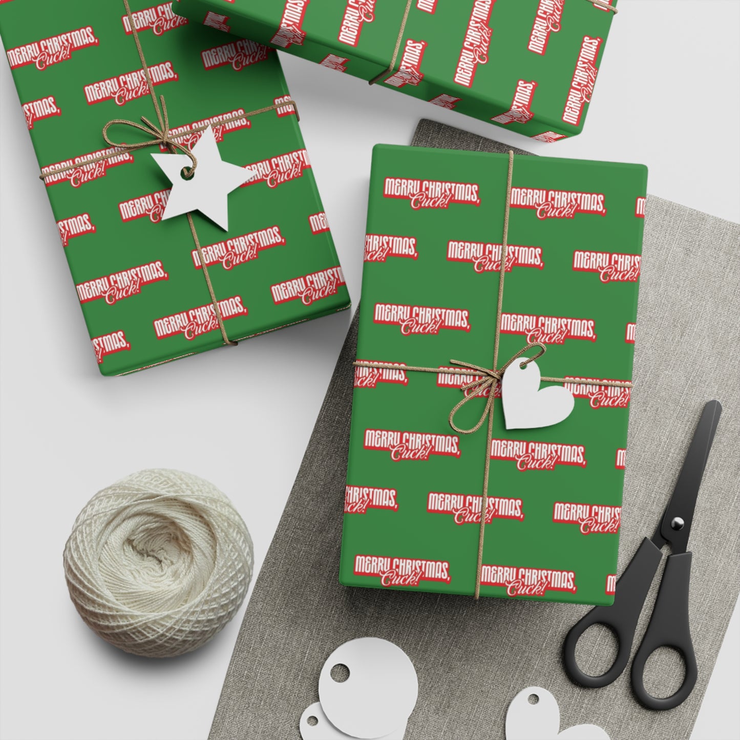 Merry Christmas, Cuck! Wrapping Paper - Green & Red