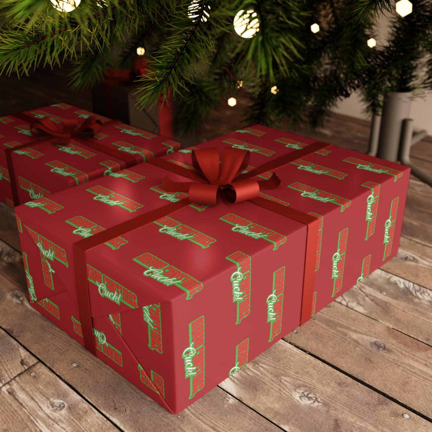 Merry Christmas, Cuck! Wrapping Paper - Red & Green