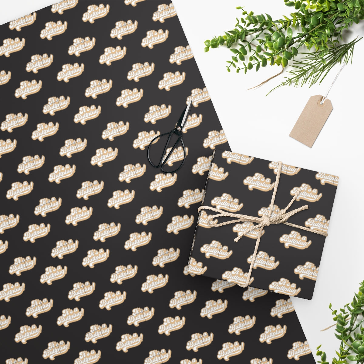 It's a Buttplug! Wrapping Paper - Black & Gold