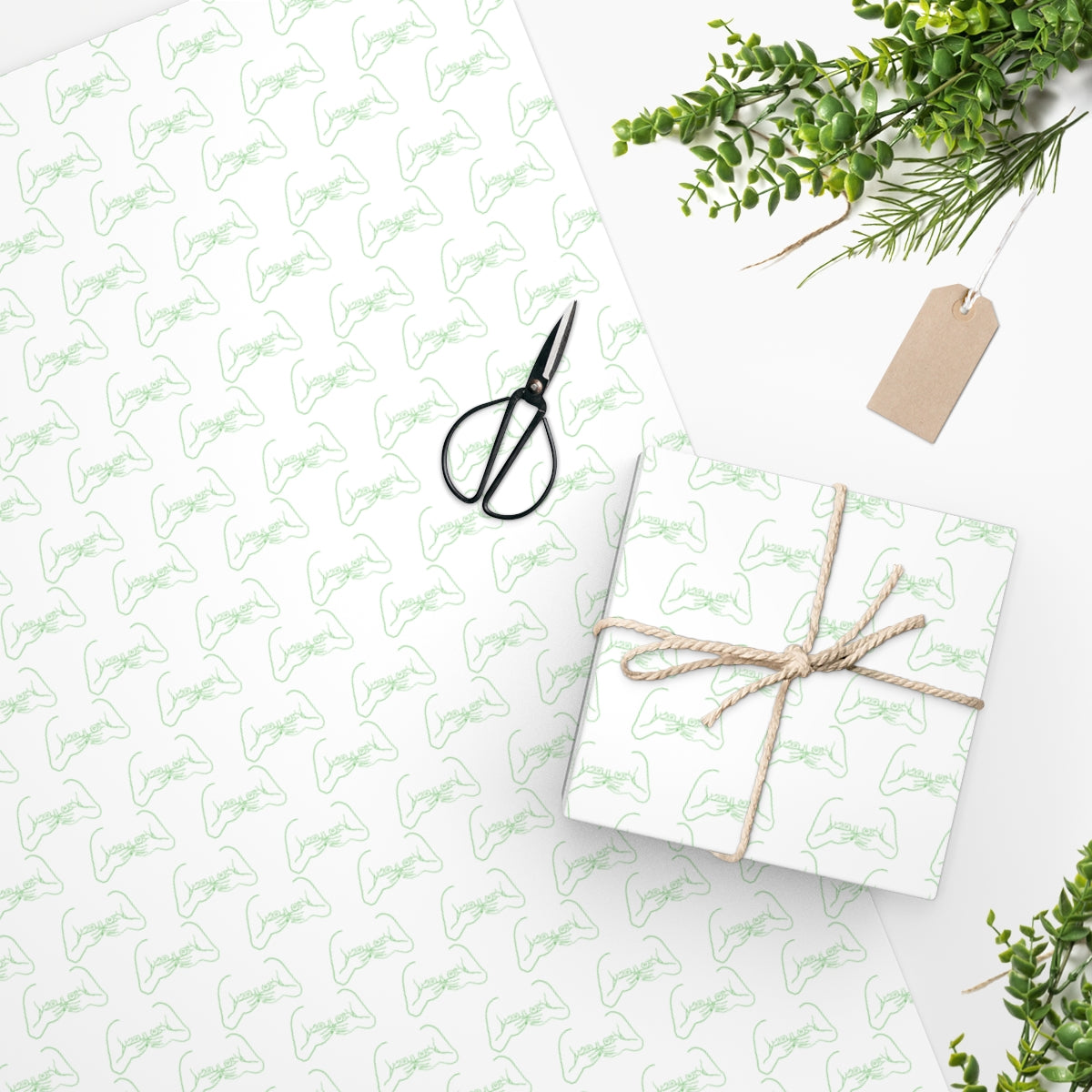 Sweet A-Cups! Wrapping Paper - White & Green