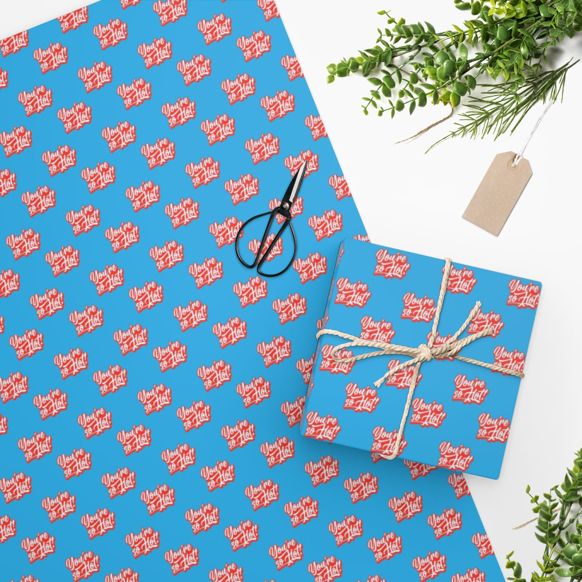 You're So Hot! Wrapping Paper - Light Blue & Red