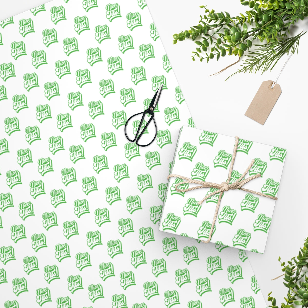 Nice Tits! Wrapping Paper - White & Green