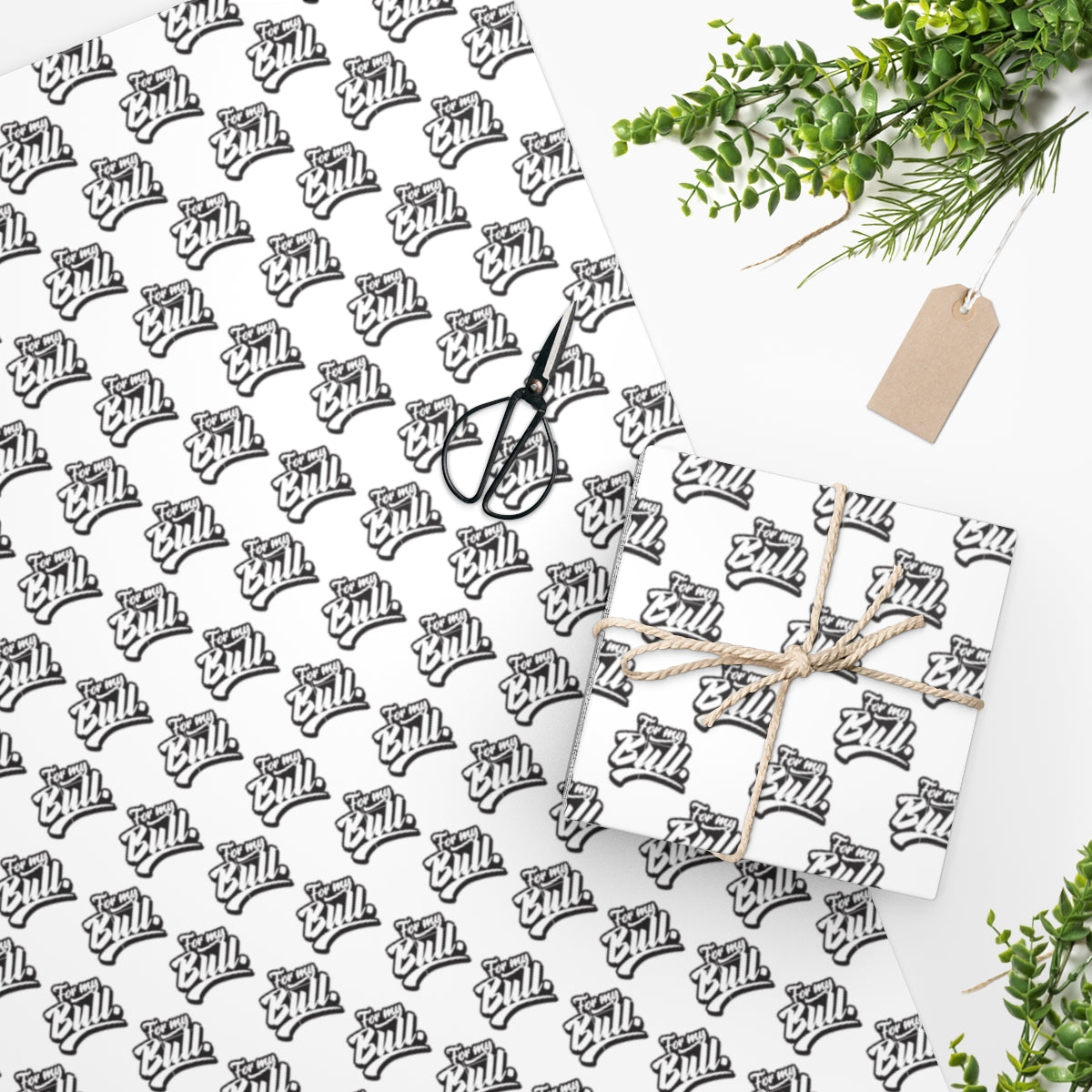 For my Bull! Wrapping Paper - White & Black