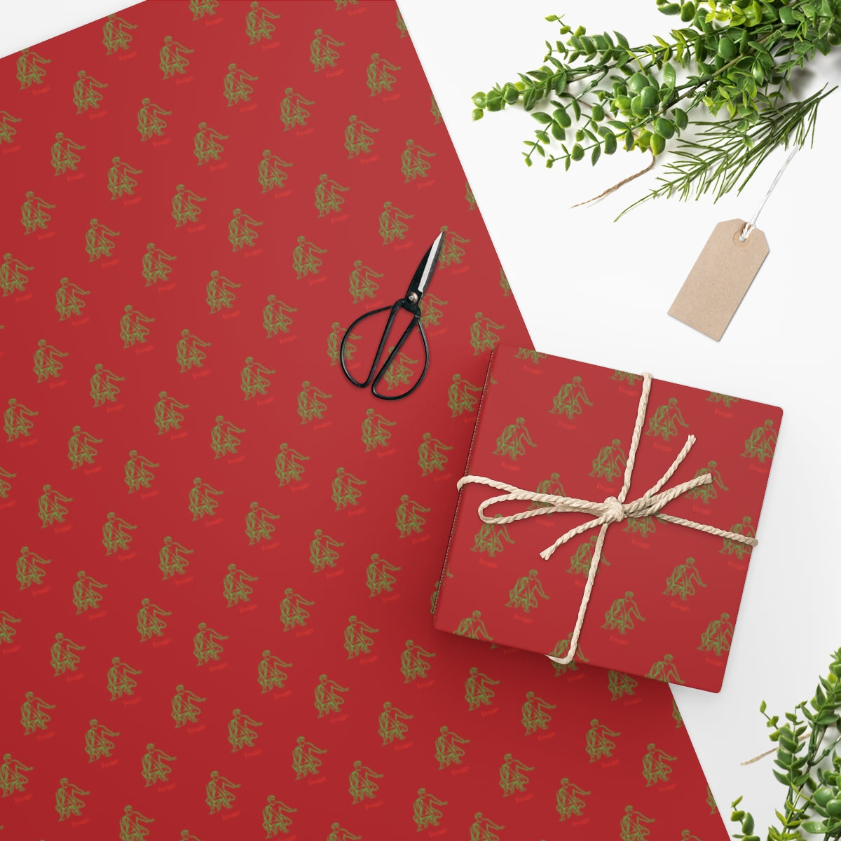 Kama Sutra Froggy! Wrapping Paper - Red & Green