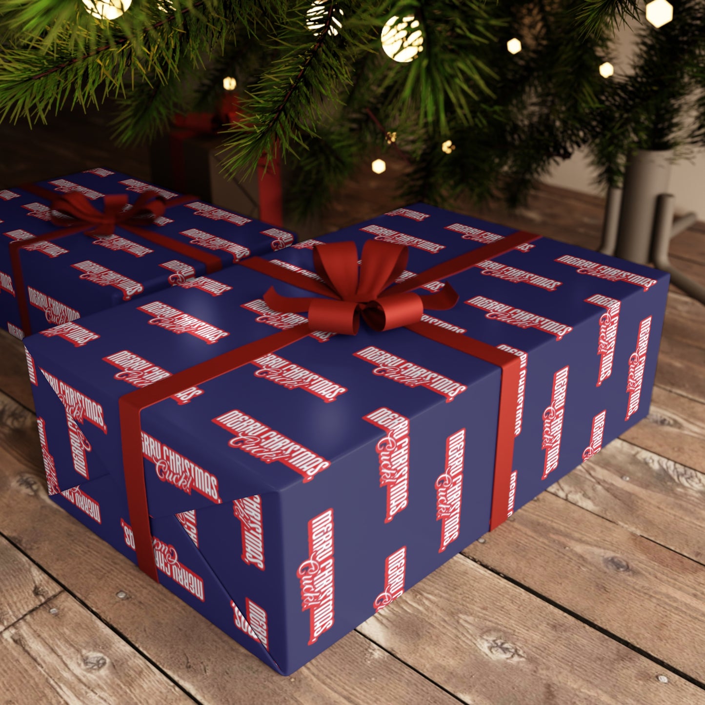 Merry Christmas, Cuck! Wrapping Paper - Blue & Red