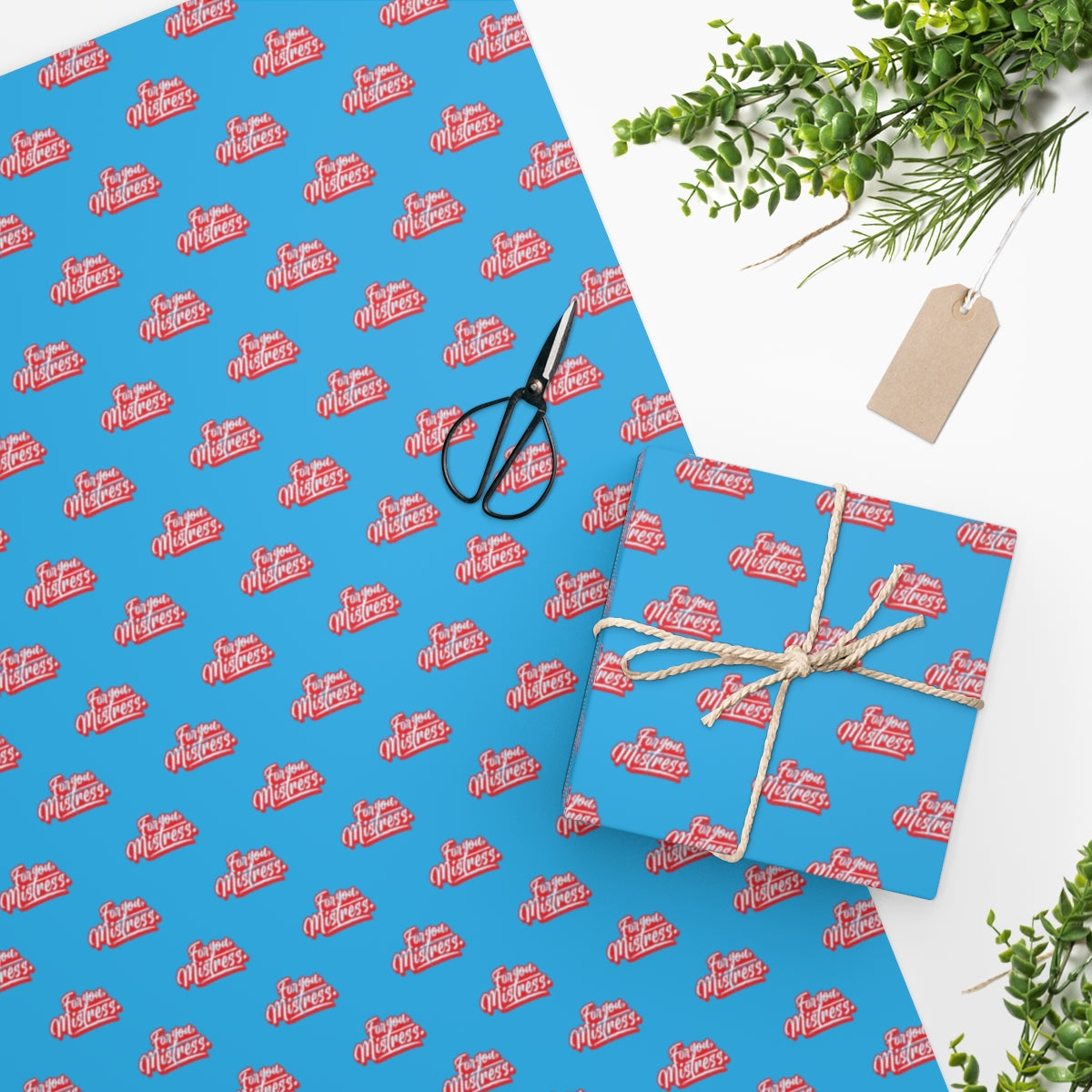 For you, Mistress! Wrapping Paper - Light Blue & Red