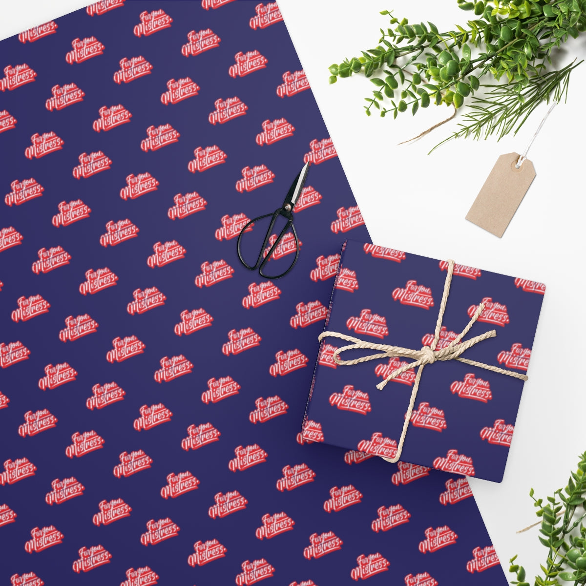 For you, Mistress! Wrapping Paper - Blue & Red