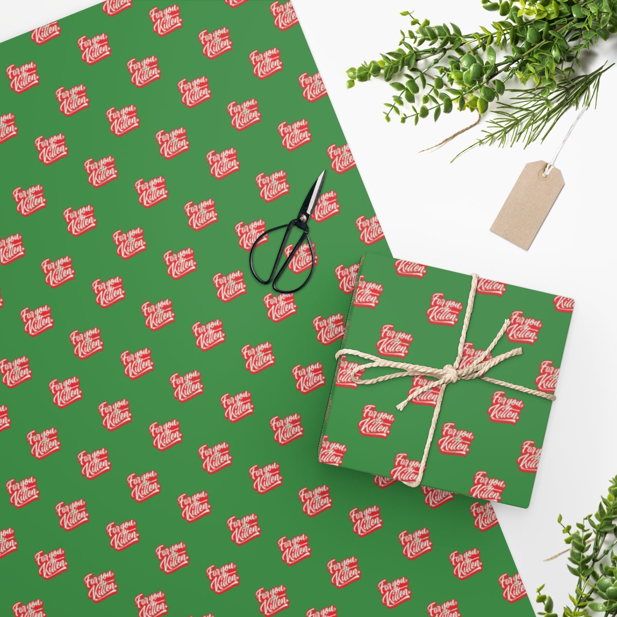 For you, Kitten! Wrapping Paper - Green & Red