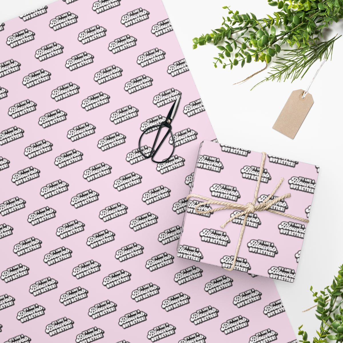 It's like a Blowjob, but Better! Wrapping Paper - Pink & Black