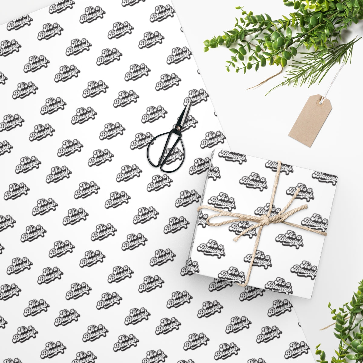 It's a Blowjob! Wrapping Paper - White & Black