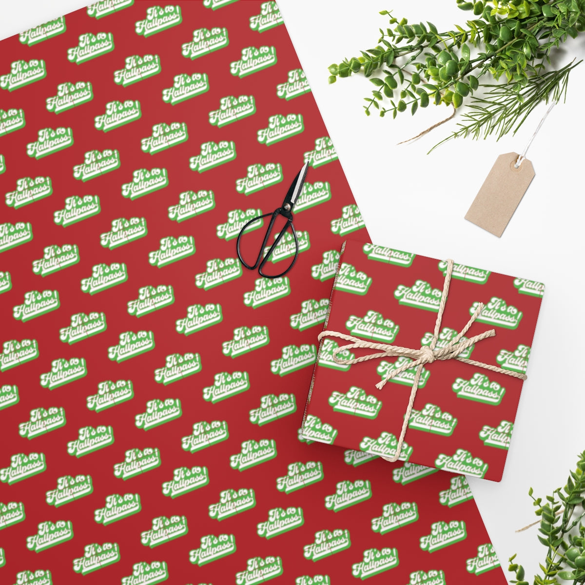 It's a Hallpass! Wrapping Paper - Red & Green