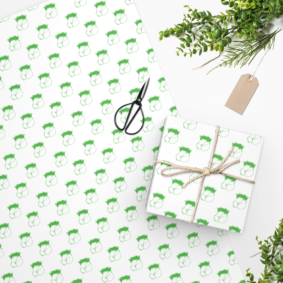 Flaccid Circumcised Penis! Wrapping Paper - White & Green