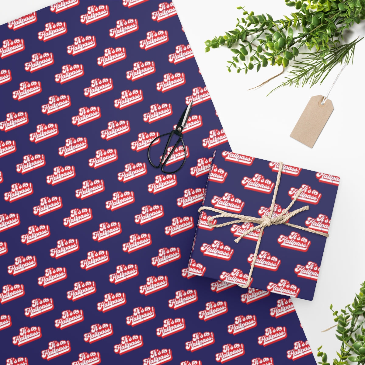 It's a Hallpass! Wrapping Paper - Blue & Red