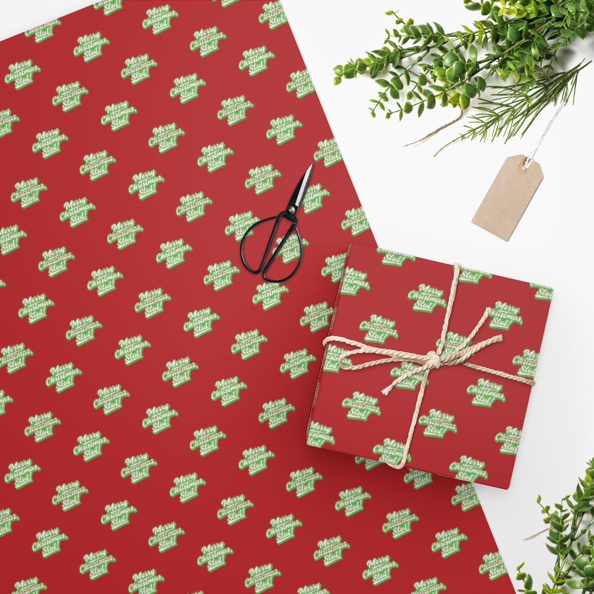 Merry Christmas, Slut! Wrapping Paper - Red & Green