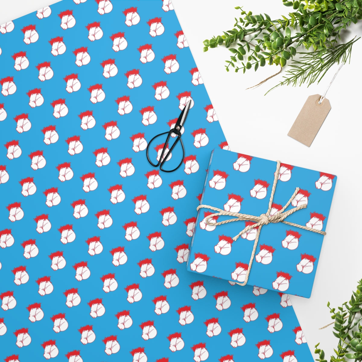 Flaccid Circumcised Penis! Wrapping Paper - Light Blue