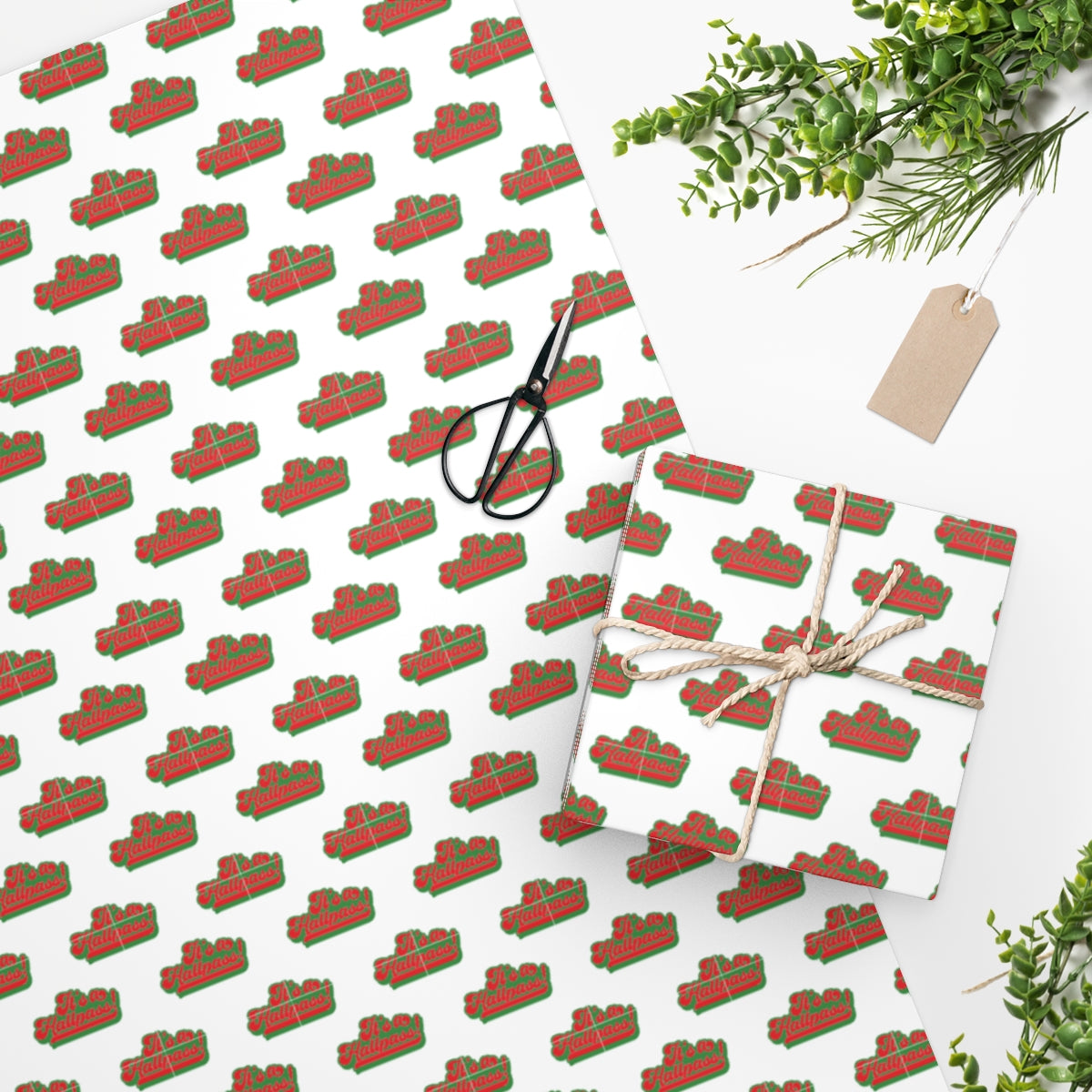 It's a Hallpass! Wrapping paper - White & Red/Green