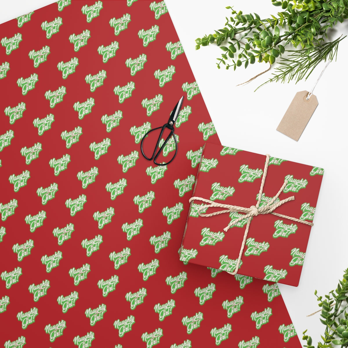 Naughty Girl! Wrapping Paper - Red & Green