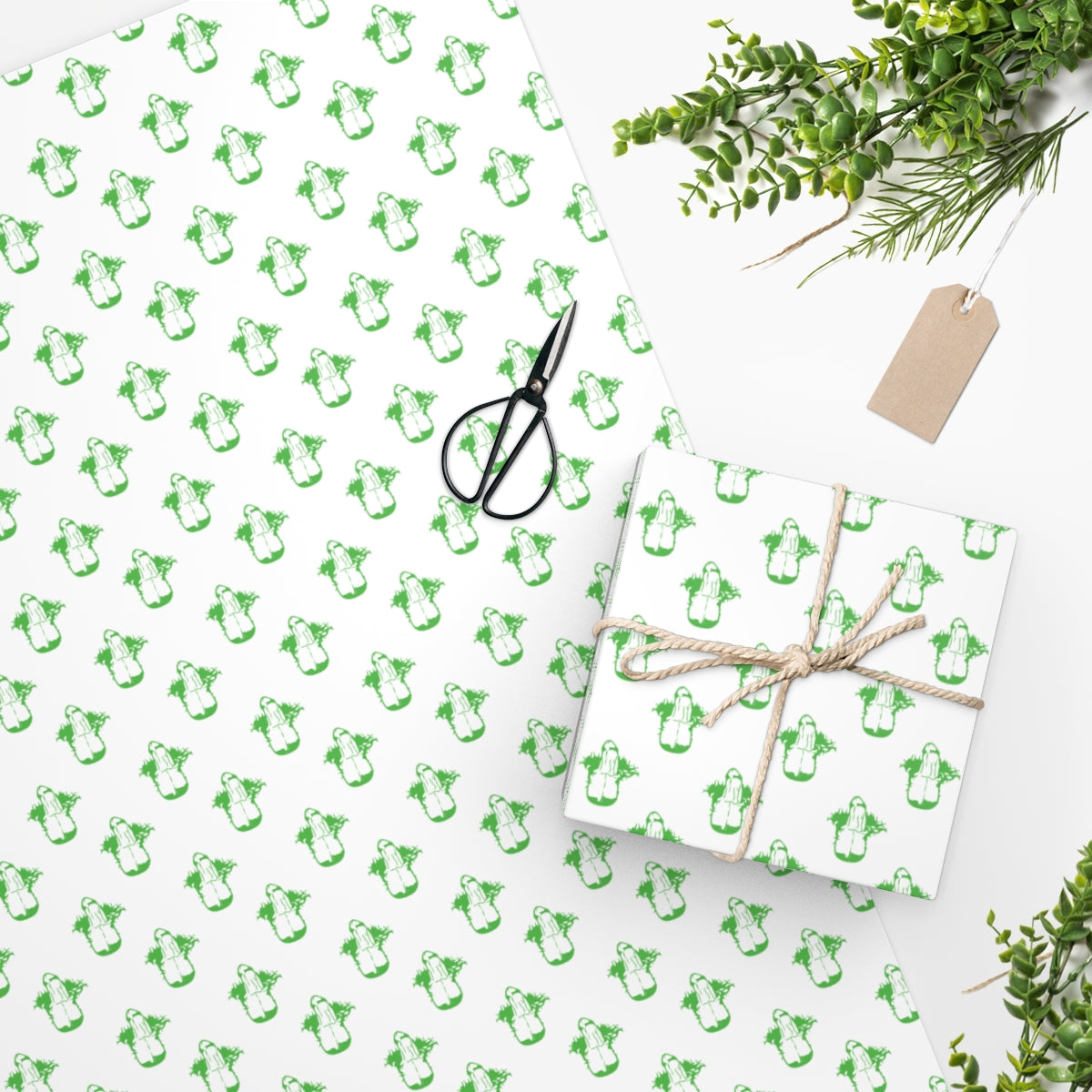 Little Boner! Wrapping Paper - White & Green