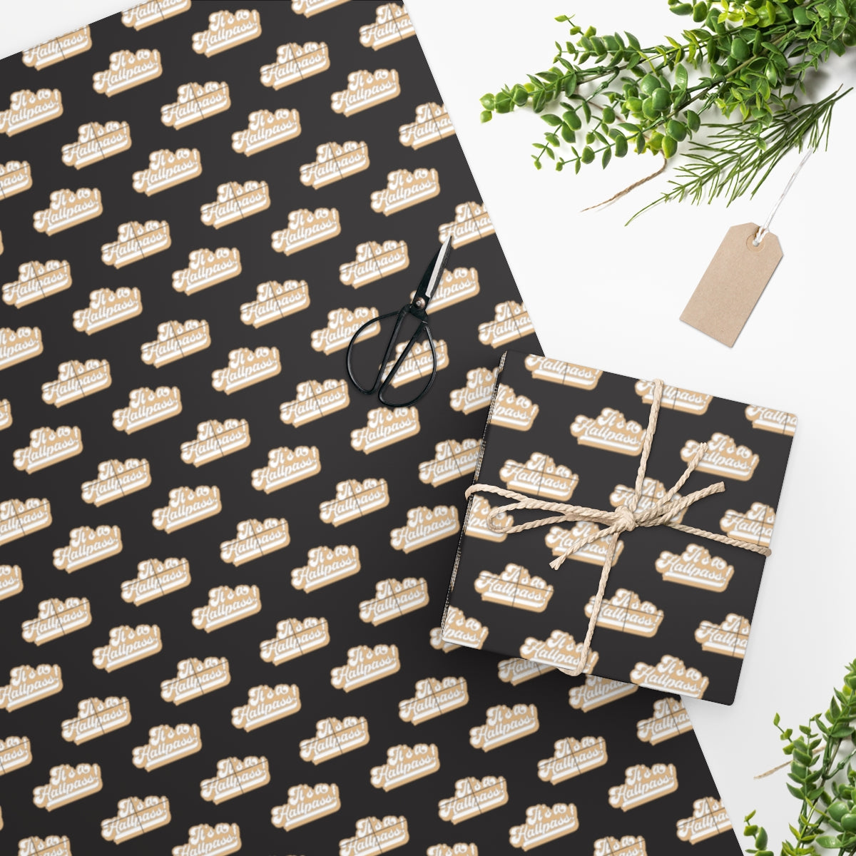 It's a Hallpass! Wrapping Paper - Black & Gold