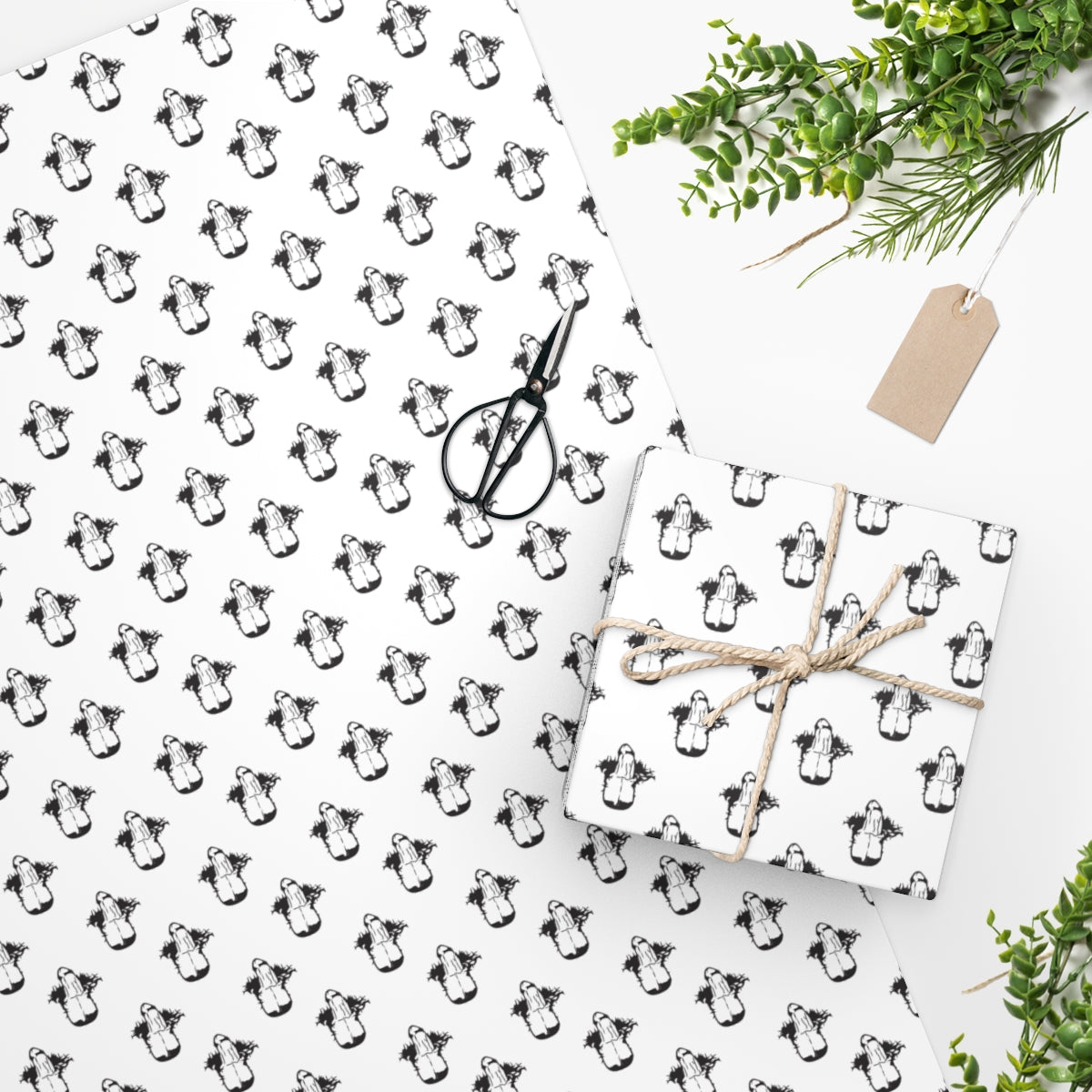 Little Boner! Wrapping Paper - White & Black