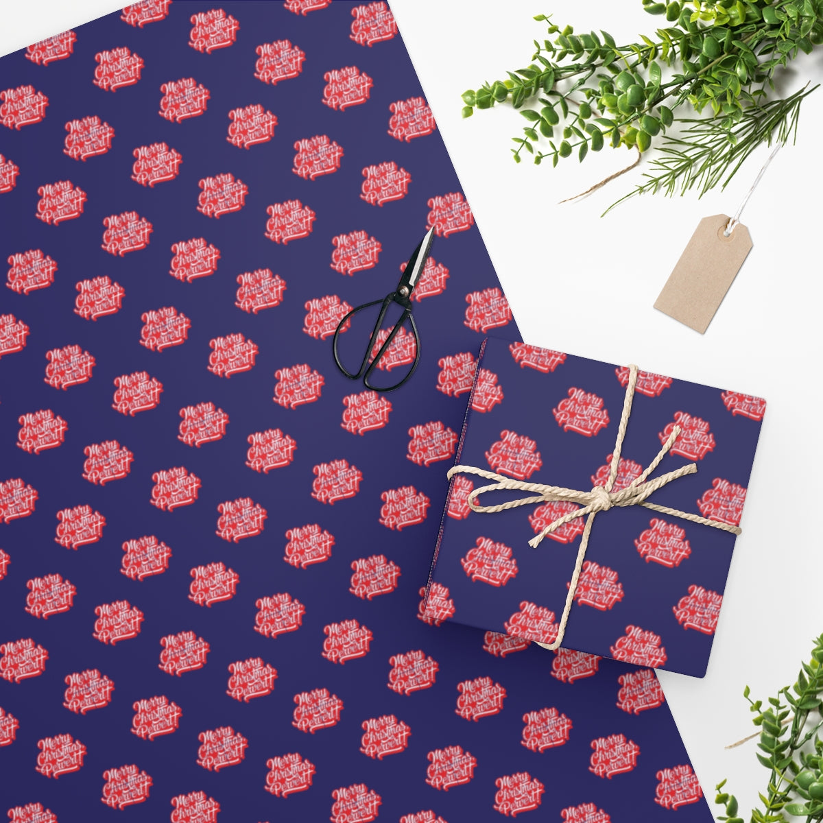 Merry Christmas Pervert! Wrapping Paper - Blue & Red