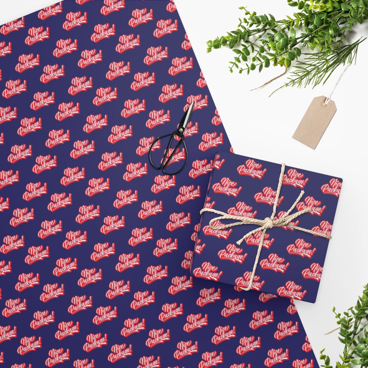 Nice Package! Wrapping Paper - Blue & Red