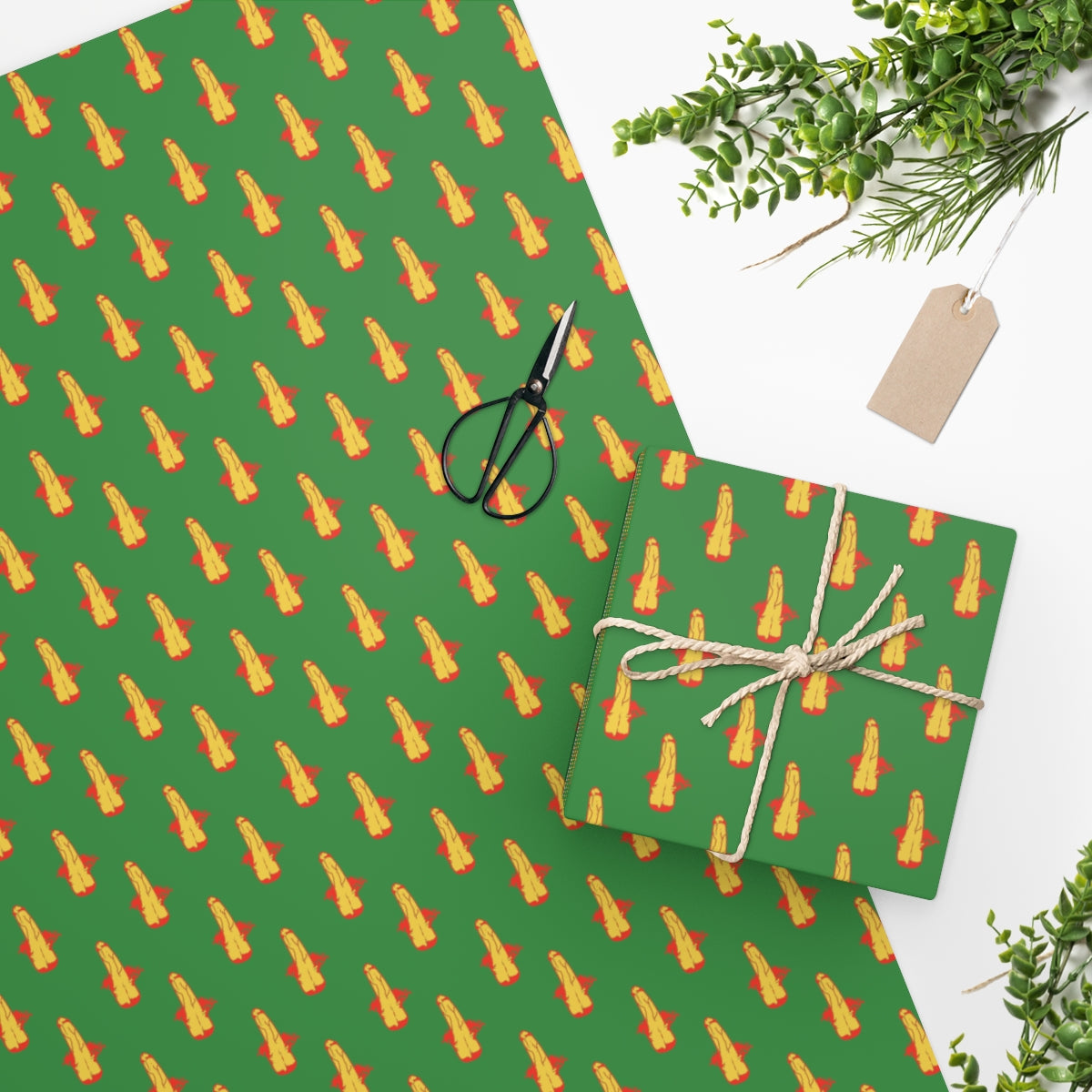 Erect Penis Wrapping Paper! Green & Red