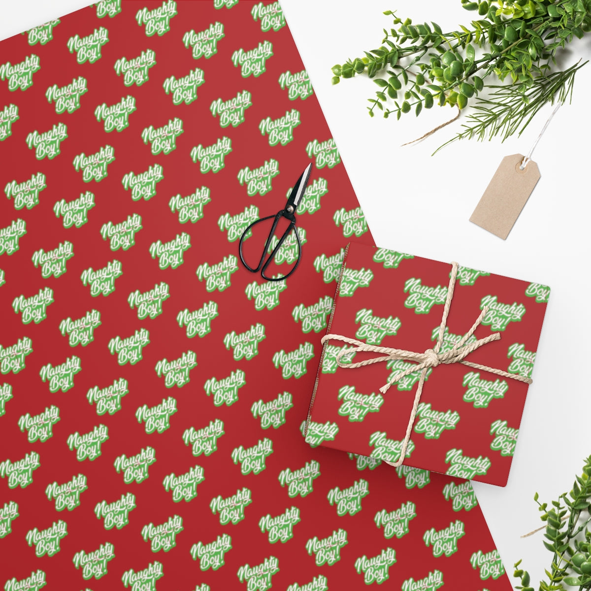 Naughty Boy! Wrapping Paper - Red & Green