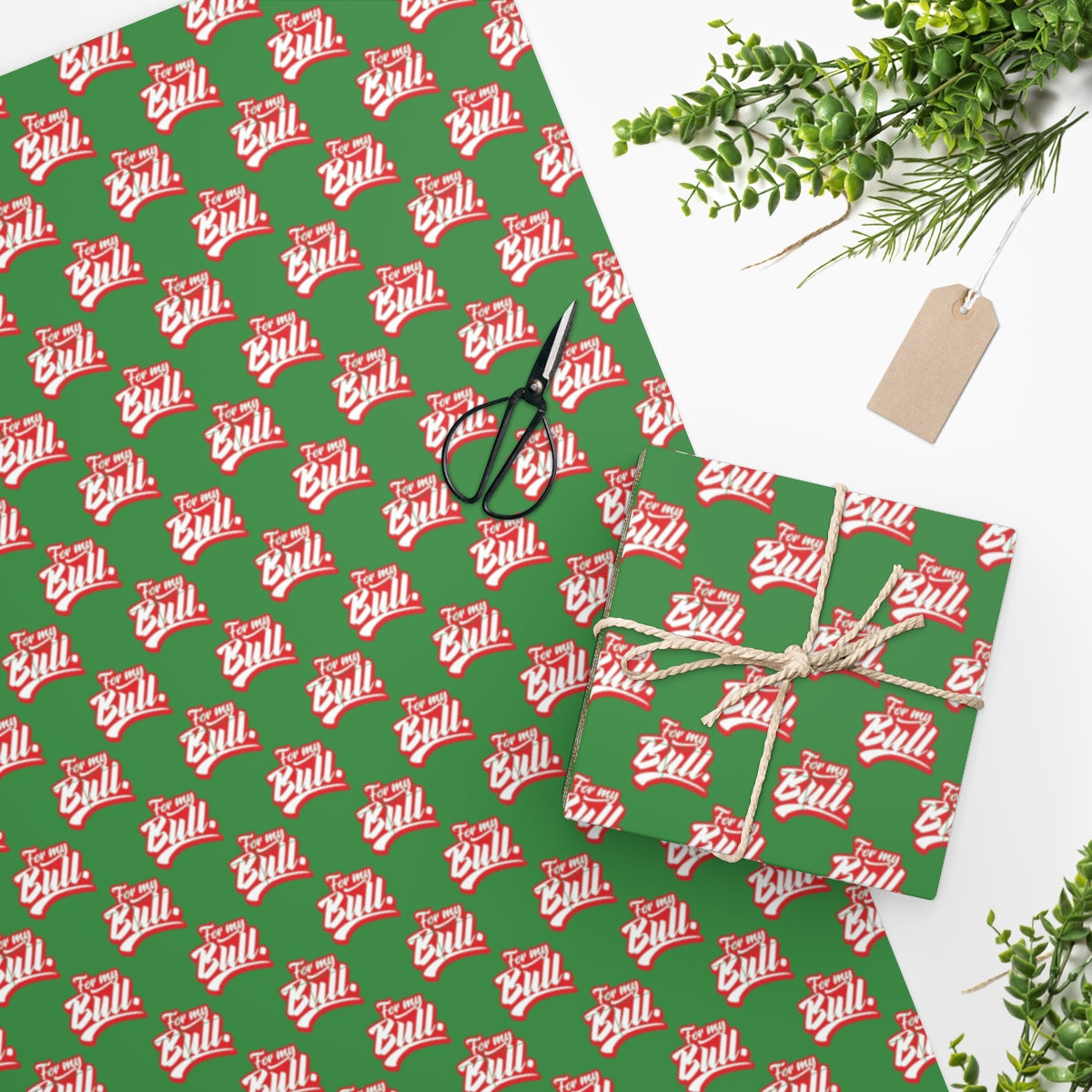 For my Bull! Wrapping Paper - Green & Red