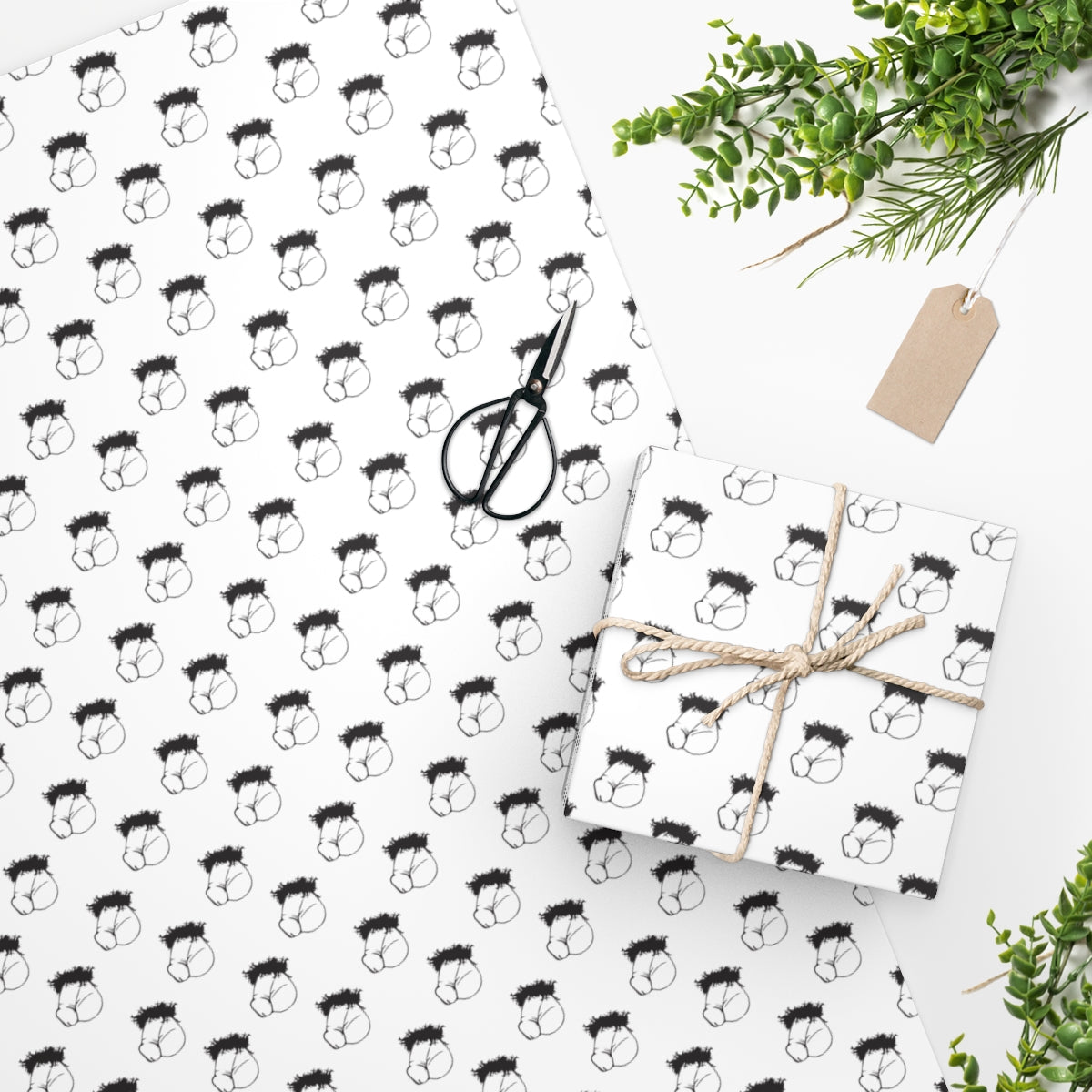 Flaccid Circumcised Penis! Wrapping Paper - White & Black