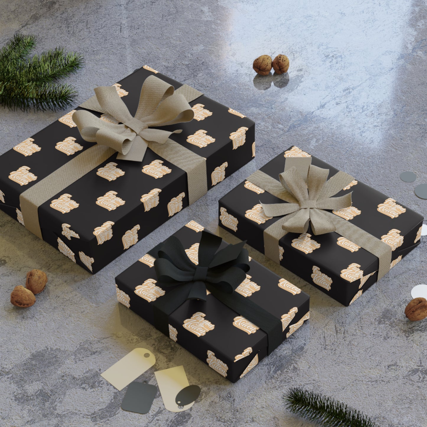 For you, Kitten! Wrapping Paper - Black & Gold