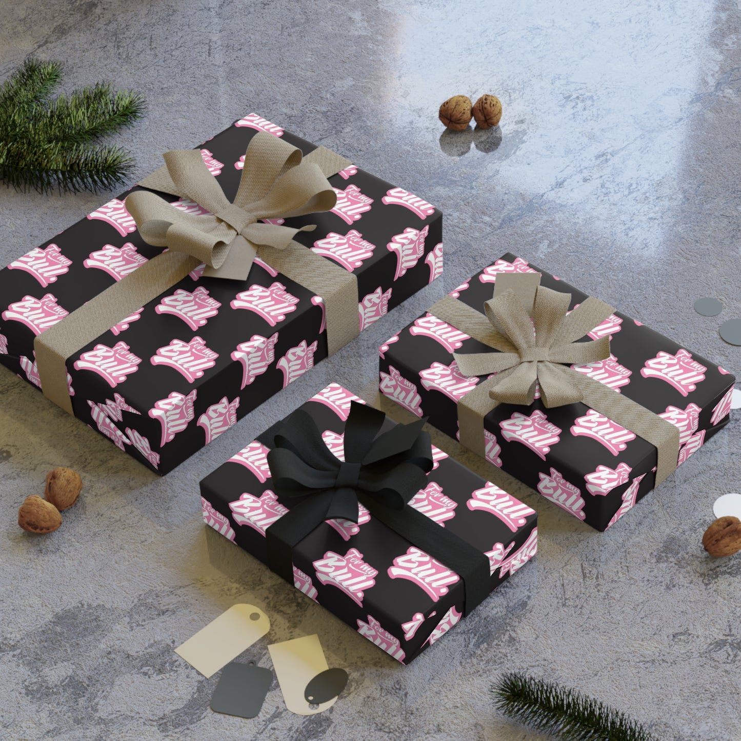 For my Bull! Wrapping Paper - Black & Pink