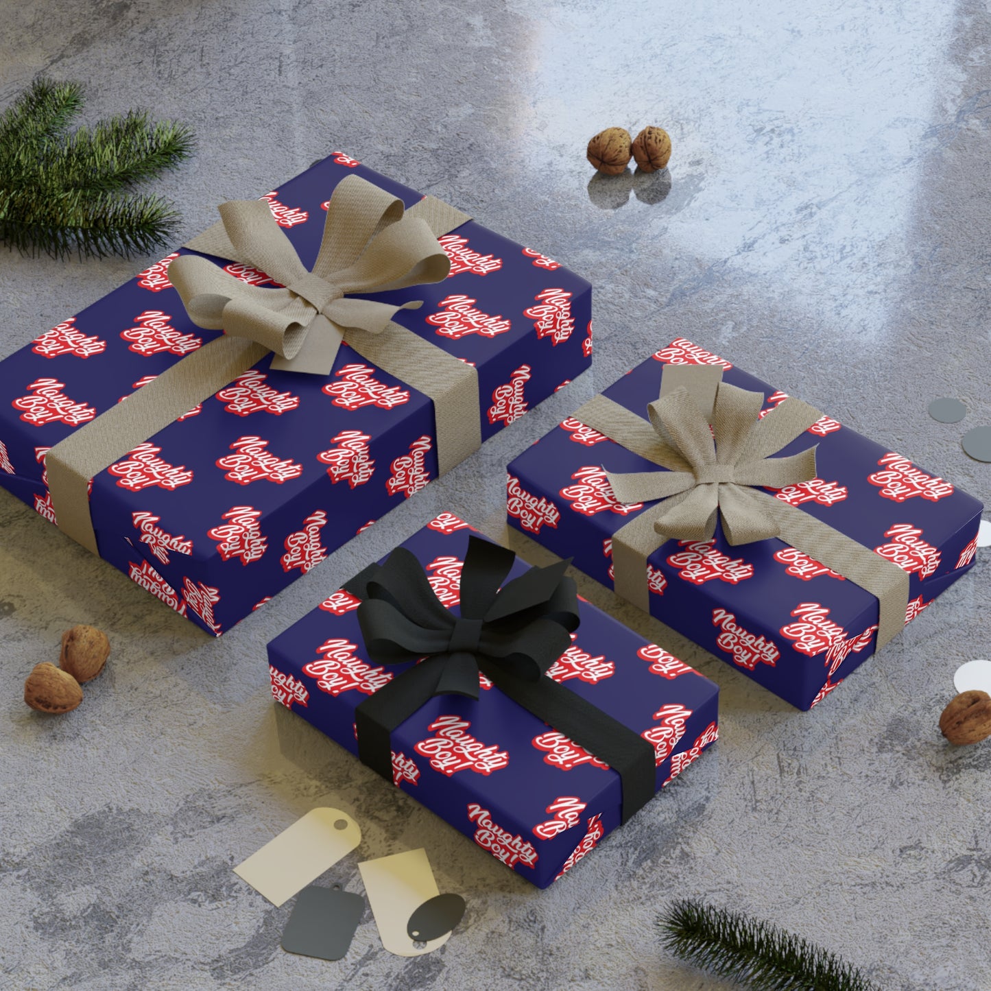 Naughty Boy! Wrapping Paper - Blue & Red