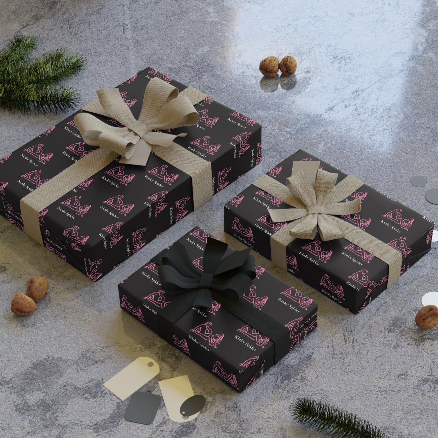 Kama Sutra Kinky Spider! Wrapping Paper - Black & Pink