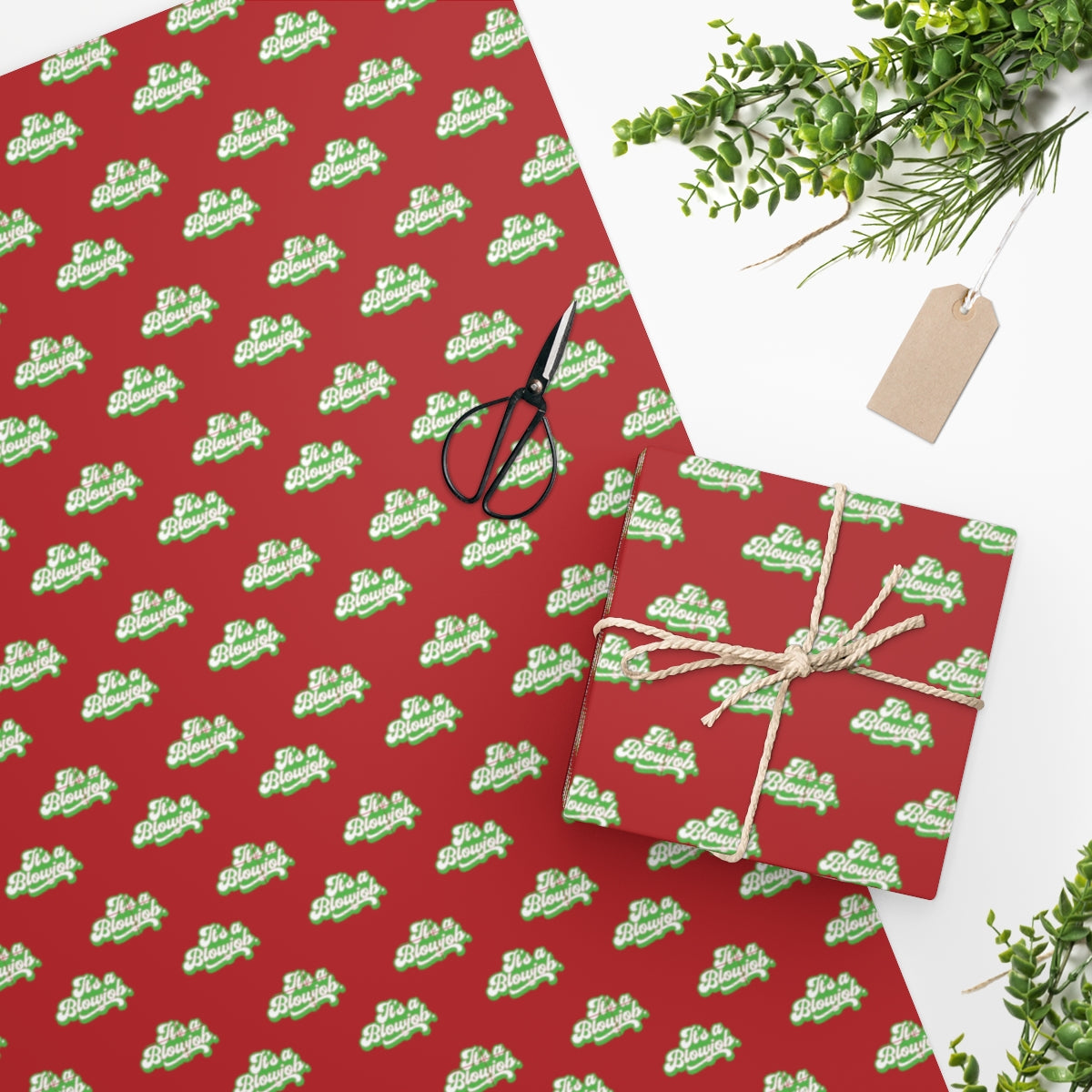 It's a Blowjob! Wrapping Paper - Red & Green