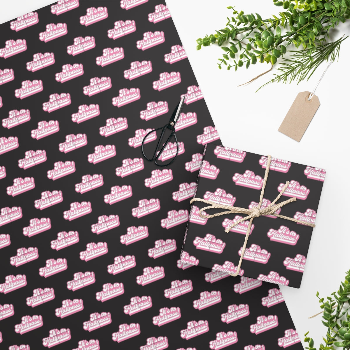 It's a Hallpass! Wrapping Paper - Black & Pink