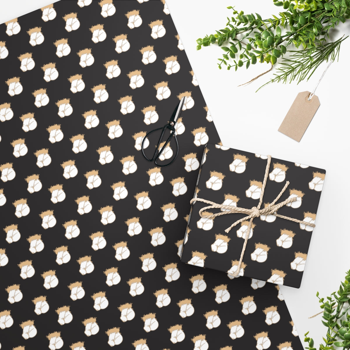 Flaccid Circumcised Penis! Wrapping Paper - Black & Gold