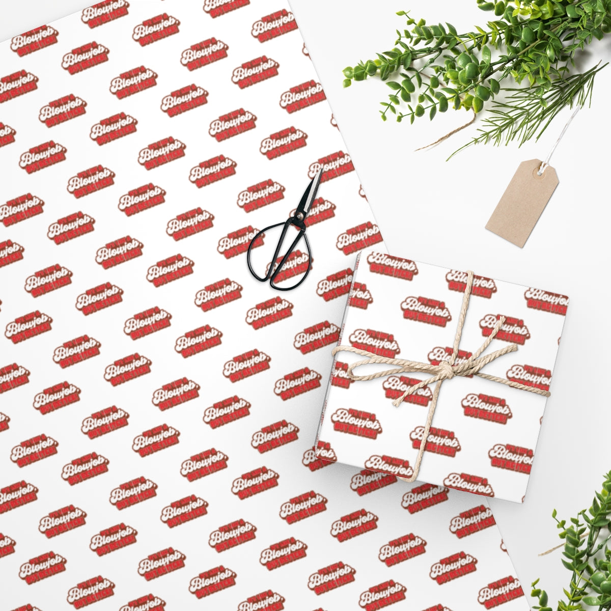 It's like a Blowjob, but Better! Wrapping Paper - White & Red/Green