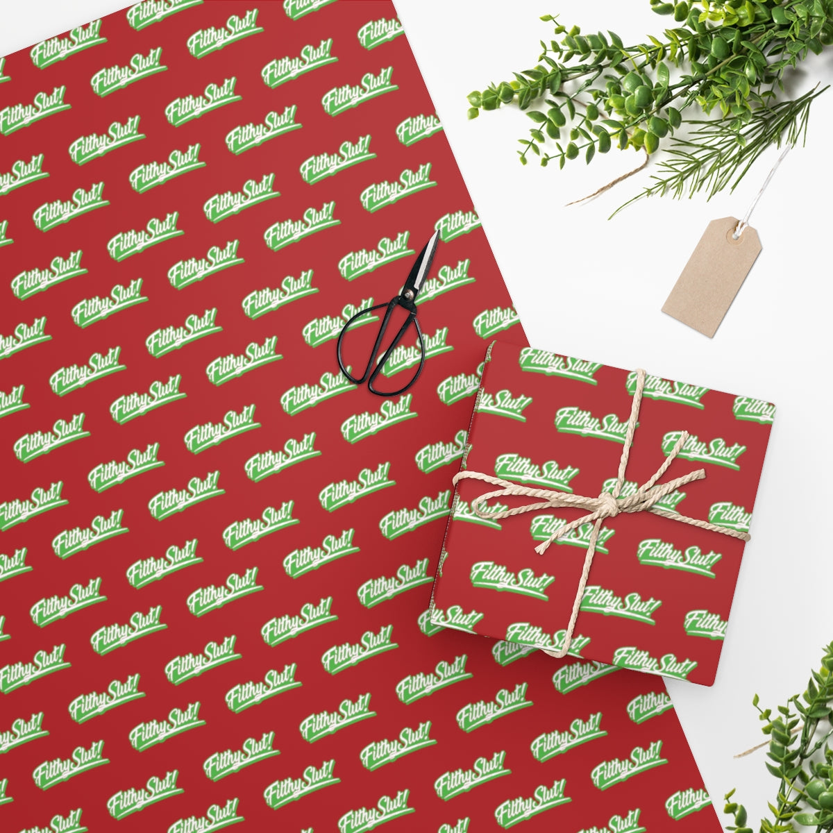 Filthy Slut! Wrapping Paper - Red & Green