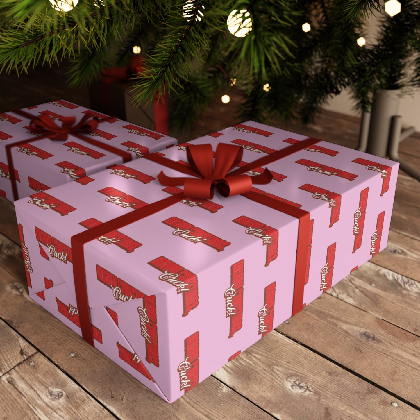 Merry Christmas, Cuck! Wrapping Paper - Pink & Red