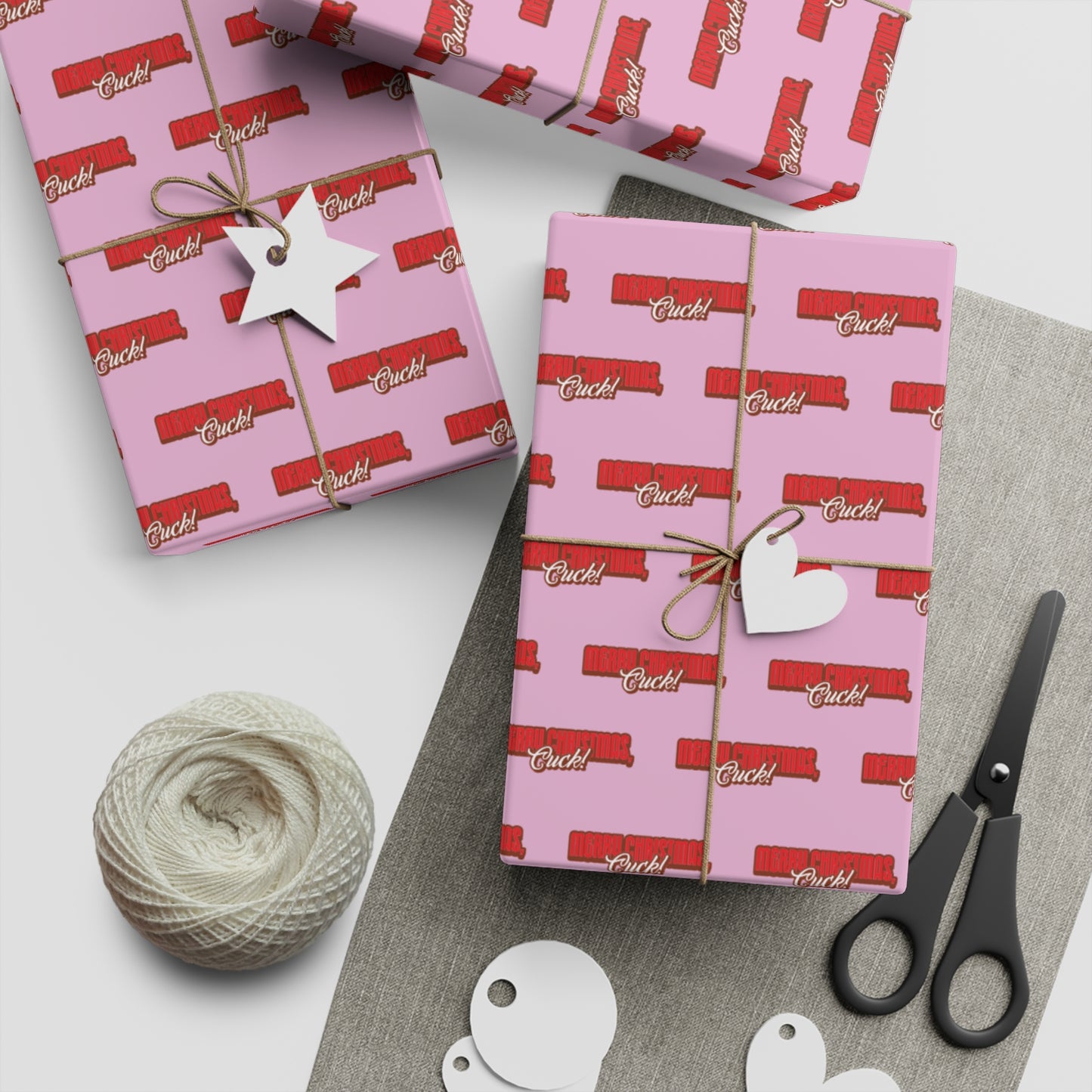 Merry Christmas, Cuck! Wrapping Paper - Pink & Red