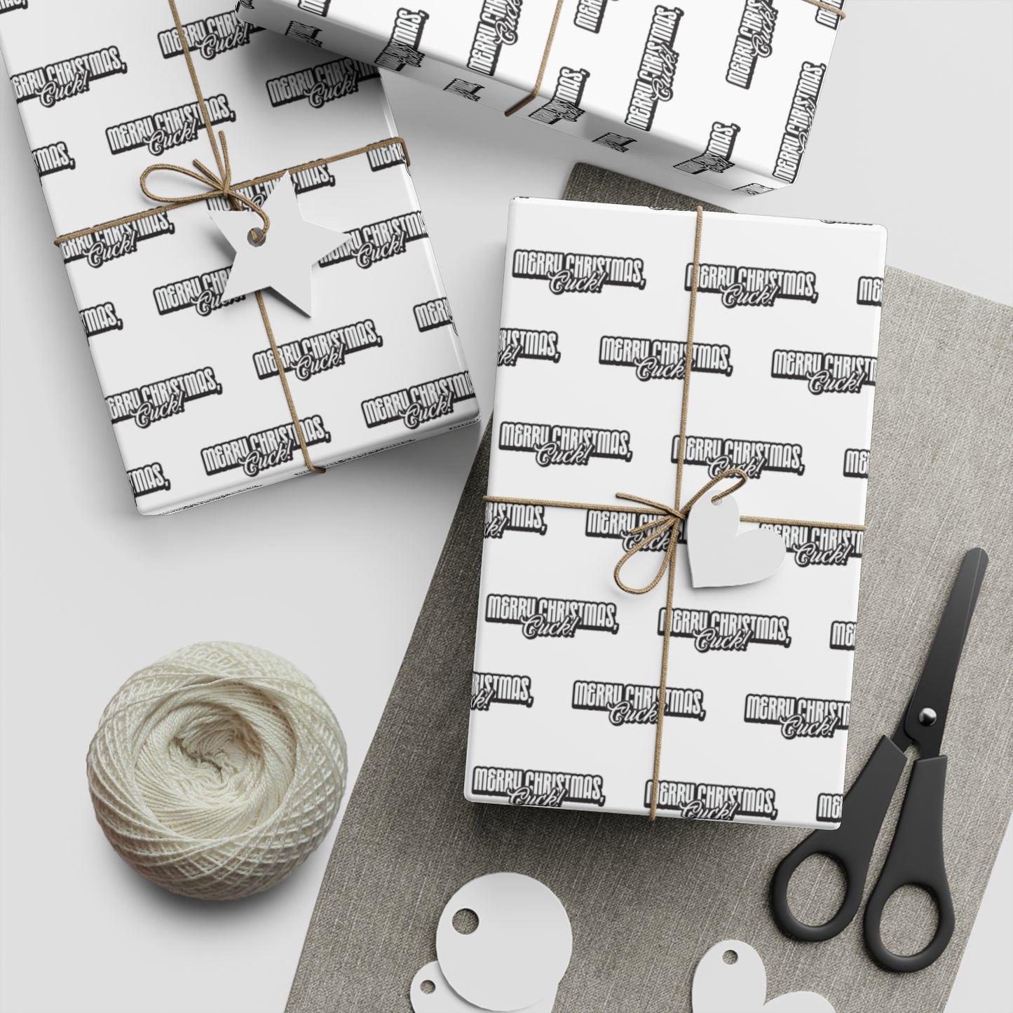 Merry Christmas, Cuck! Wrapping Paper - White & Black