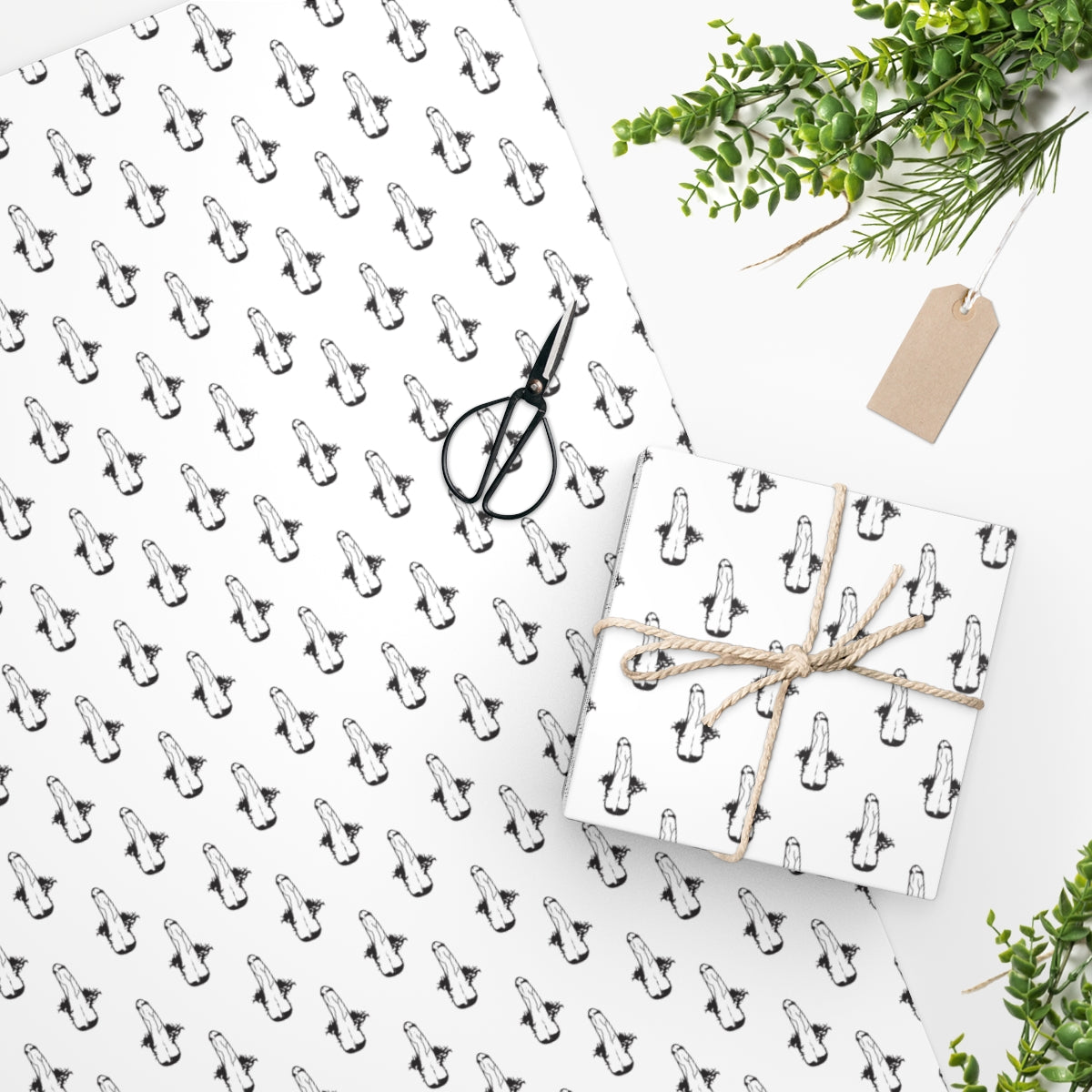 Erect Penis Wrapping Paper! White & Black