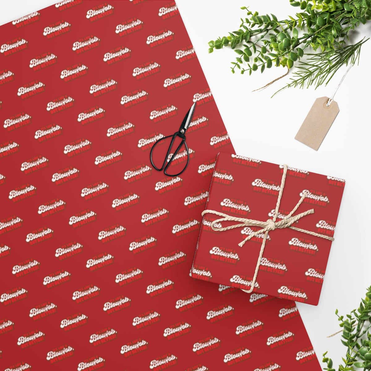 It's like a Blowjob, but Better! Wrapping Paper - Red & White